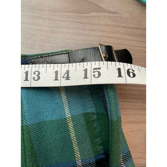 Estridge Of England-Green Plaid Tartan Pleated Wrap Wool Skirt Medium Read-VNTG - Picture 9 of 12